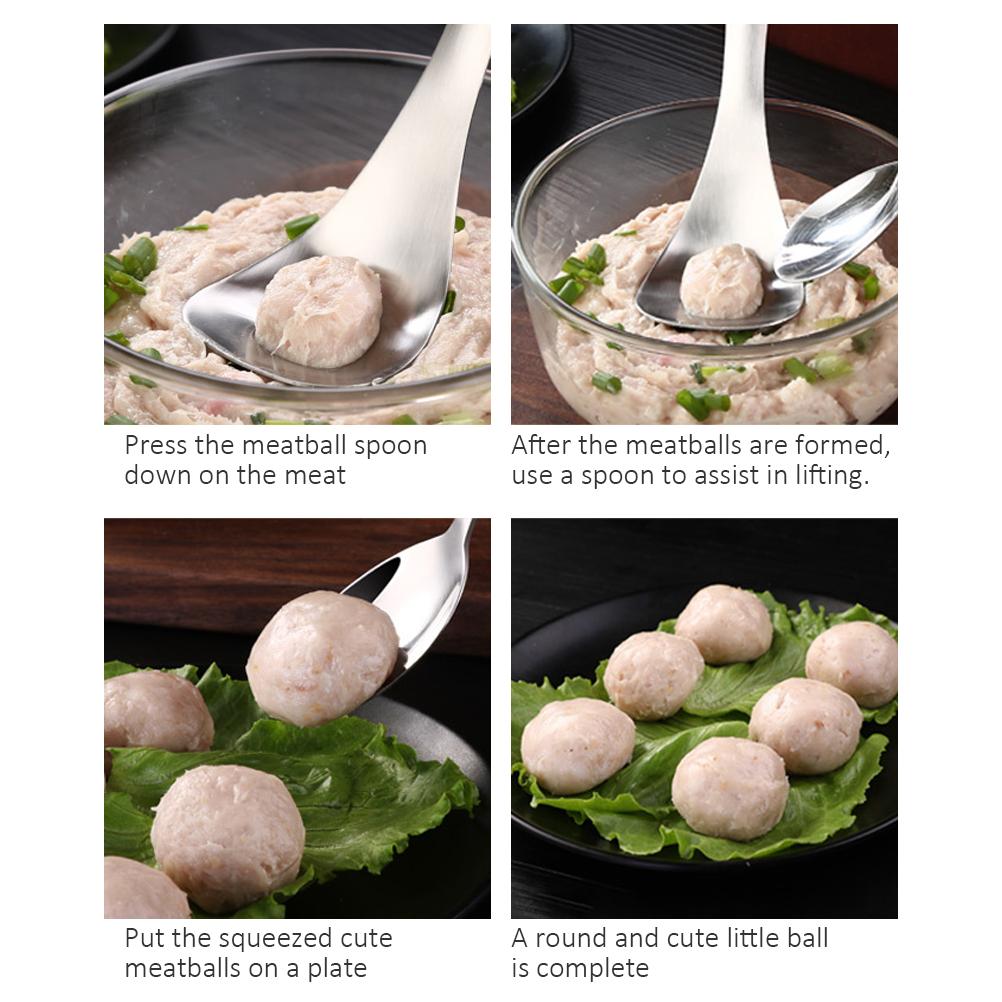Stainless Steel Meatball Spoon Non Stick Meatball Maker with Long Curved Handle