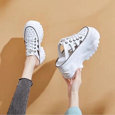Modische klobige Sneakers für Damen, flache Halbschuhe, Slipper, Super-High-Heels, runde Zehenpartie, Damenschuhe, Plateau-Vulkanisierungsschuhe, Übergröße