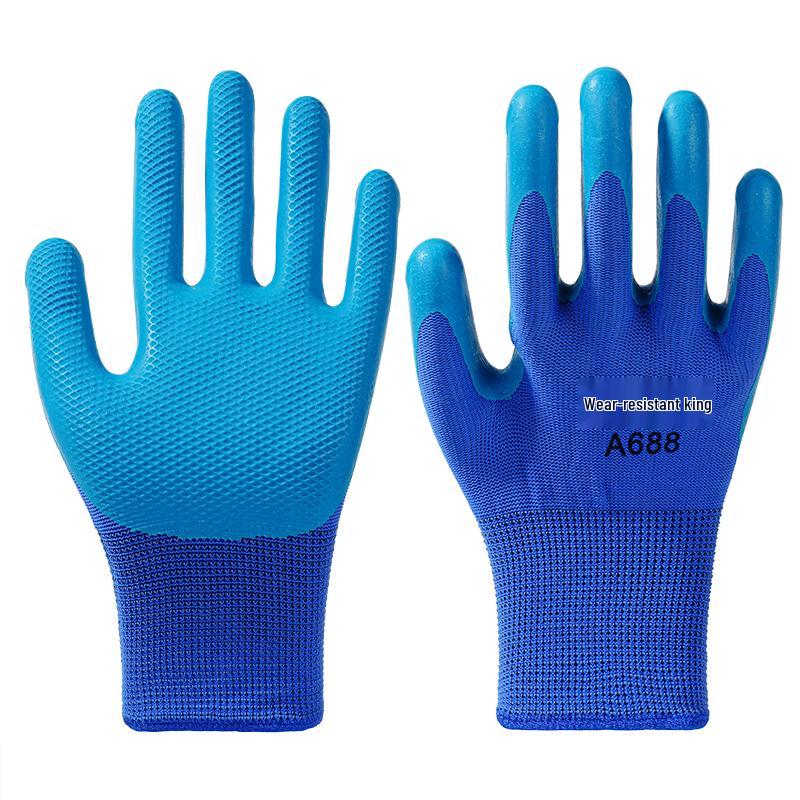 Durable Waterproof Anti-Slip Rubber Work Gloves - Thick, Breathable, and Wear-Resistant for Construction