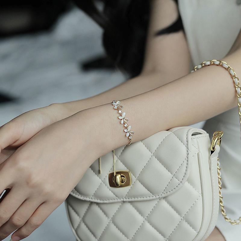 Korean Natural White Stone Butterfly Bracelets Stainless Steel for Women New Fashion Classics Jewelry Gifts
