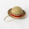 Spring and Summer New Children's Fashion Casual Hollow Hand-woven Dome Curled Edge Large Pearl Chain Straw Hat Outdoor Catwalk Hat