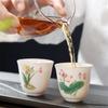 Chinese Ceramic Teacup Travel Personal Meditation Cup Hand Painted Lotus Leaf Tea Bowl Pu'er Master Cup Tea Set Accessories 65ml
