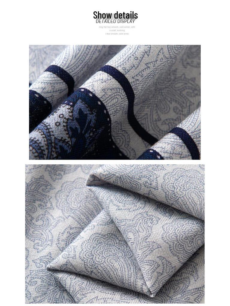 Elegant Silk Wool Double-Sided Shawl - Versatile Autumn & Winter Scarf 