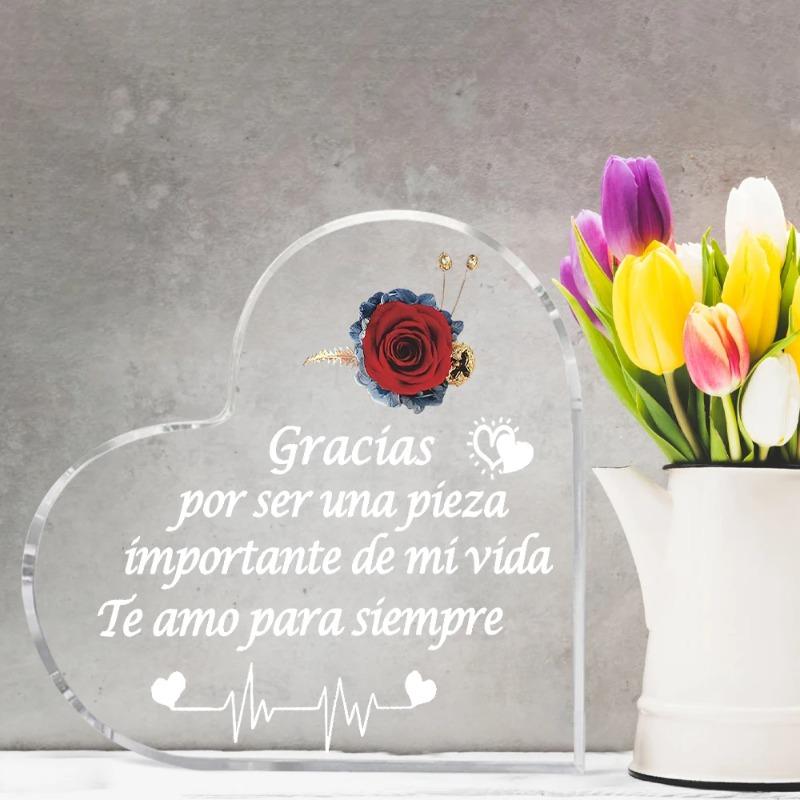 2D Flat Spanish I Love You Gifts Acrylic Desktop Decoration Plaque, Home Decor Plaque Hanging Wall Art Decorative Garden Decoration for Room Door Sign