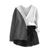 Women's V Neck Top Printing Thickened Plush Cashmere Warm Long Top