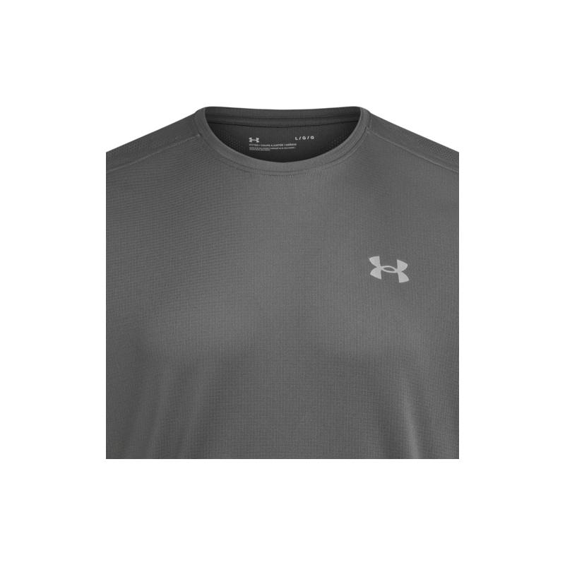 Under Armour Speed Stride 2.0 S potlačou loga Odolné Pohodlné Voľný strih Športové tričko Pánske Topy Rhino-Gray 1369743-025