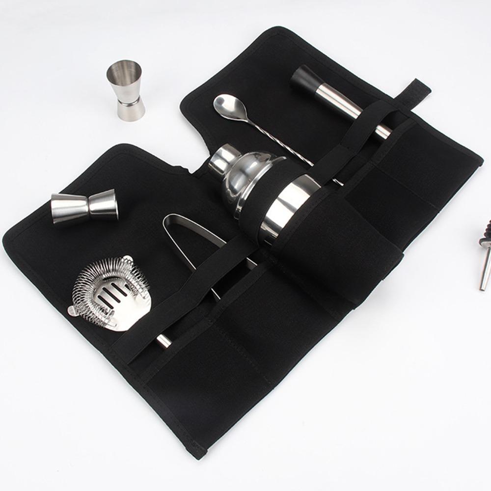 Canvas Material Cocktail Set Bag Portable Design Folding Roll Mixology Bag Strap Handle Multifunction Design Bar Kit Bag