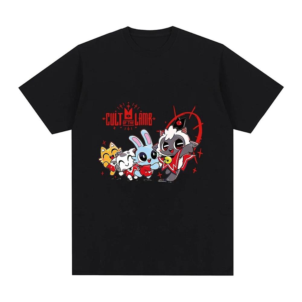 Хлопковая футболка, милые футболки с рисунком аниме «Культ ягненка», кавайная одежда, женские футболки, толстовка унисекс с графическим рисунком, летняя футболка 2XL