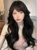 Synthetic Wig Long Natural Wavy BLACK 24-inch Wigs with Bangs Women's Heat-resistant Natural Hair Wig for Daily Cosplay Halloween Wigs Parties