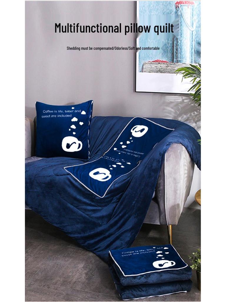 Custom Cartoon Plush Throw Pillow Blanket with Fleece Lining