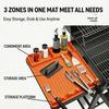Outdoor Barbecue Shelf Pad for Serving Changes, Flexible BBQ Side Pad with Split Bays, Spill Lip and Rest Cuts