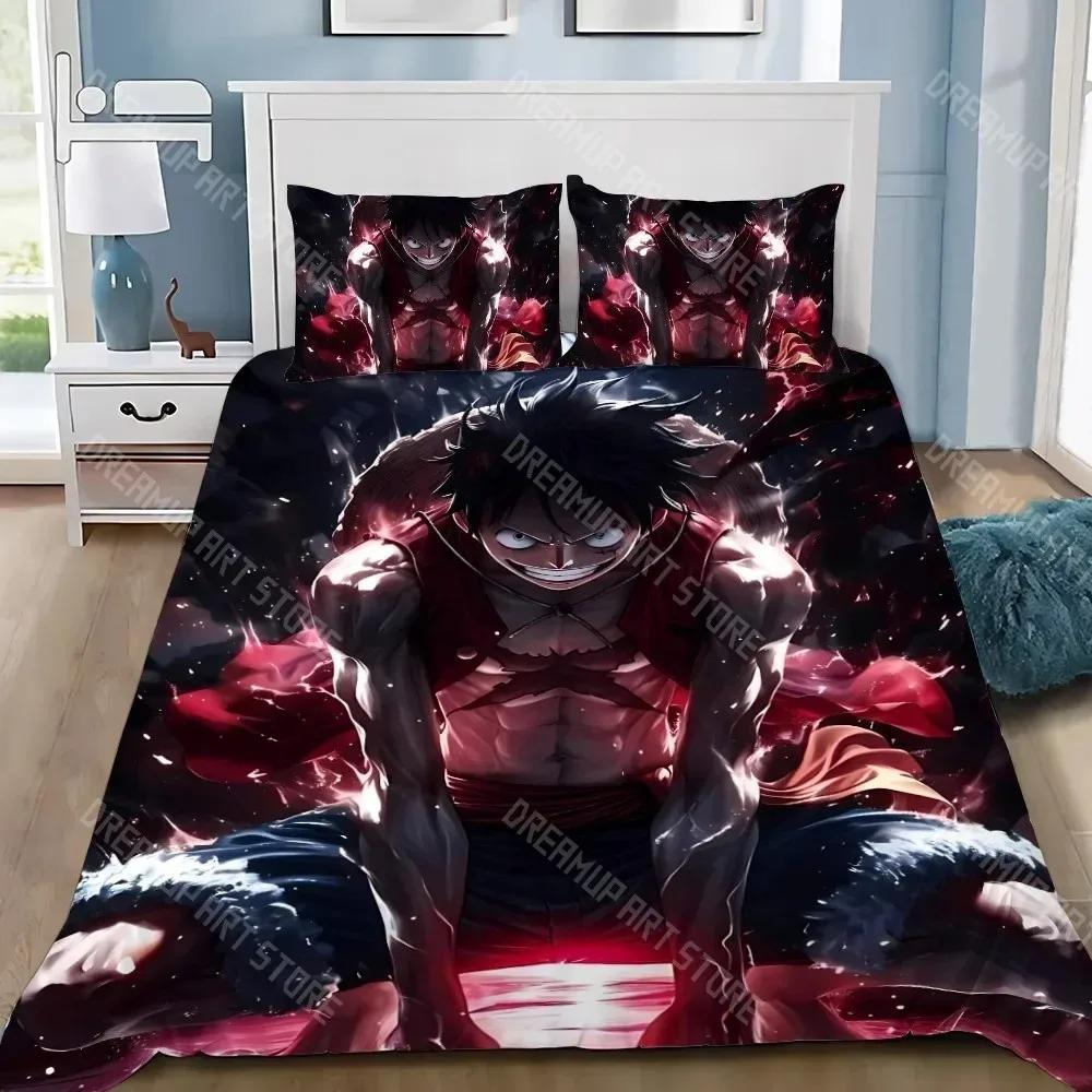 One Piece Duvet Cover Pillowcase, Luffy Cartoon Print Children's Bedding Set, Bedroom Decoration Adult Boy Gifts