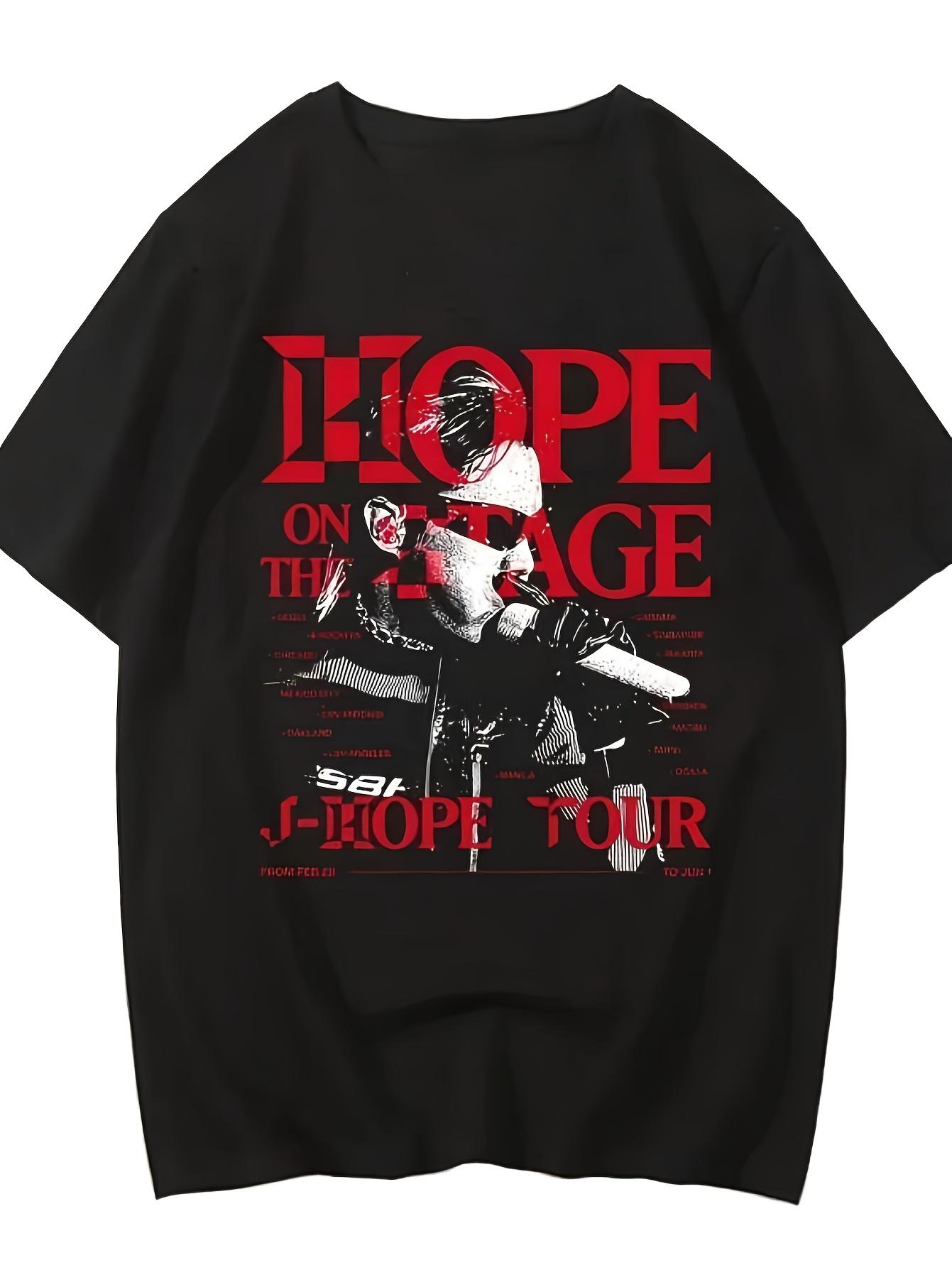 

Эта новая футболка Jhope Hope on The Stage Tour, весом 6,35 унции, является идеальным выбором для лета. Это футболка в корейском стиле на 2026 год 4XL
