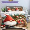 3pcs Christmas Gnome Bedding Set, Includes One Quilt Cover and Two Pillowcases (No Core), Anime Cartoon Design