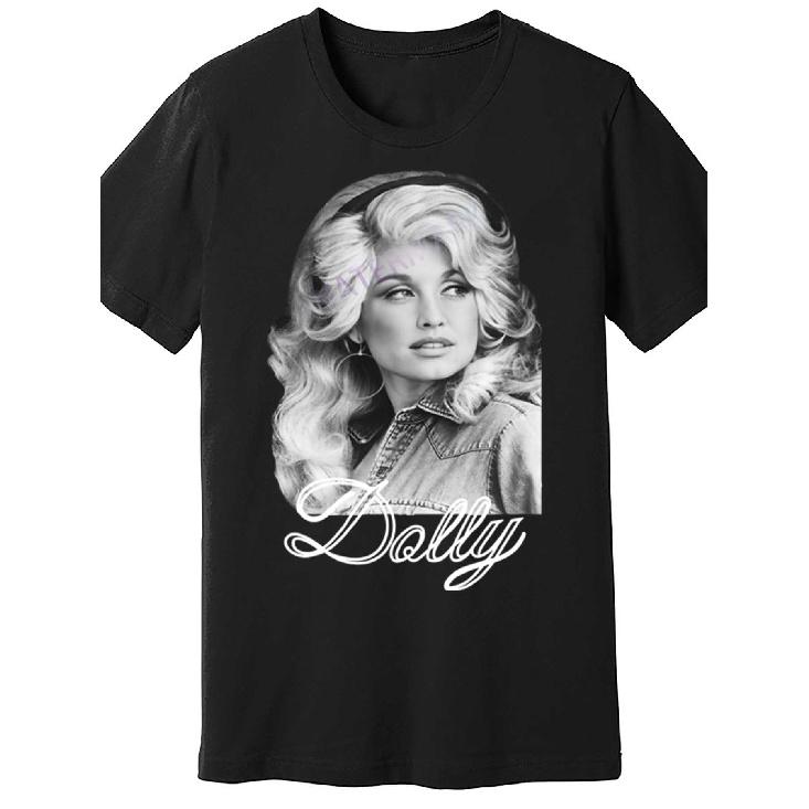 Dolly Parton Graphic T-Shirt - Unisex Casual Short Sleeve Tee With Signature Portrait & Autograph-Style Text, Machine Washable Black Shirt For S чёрный