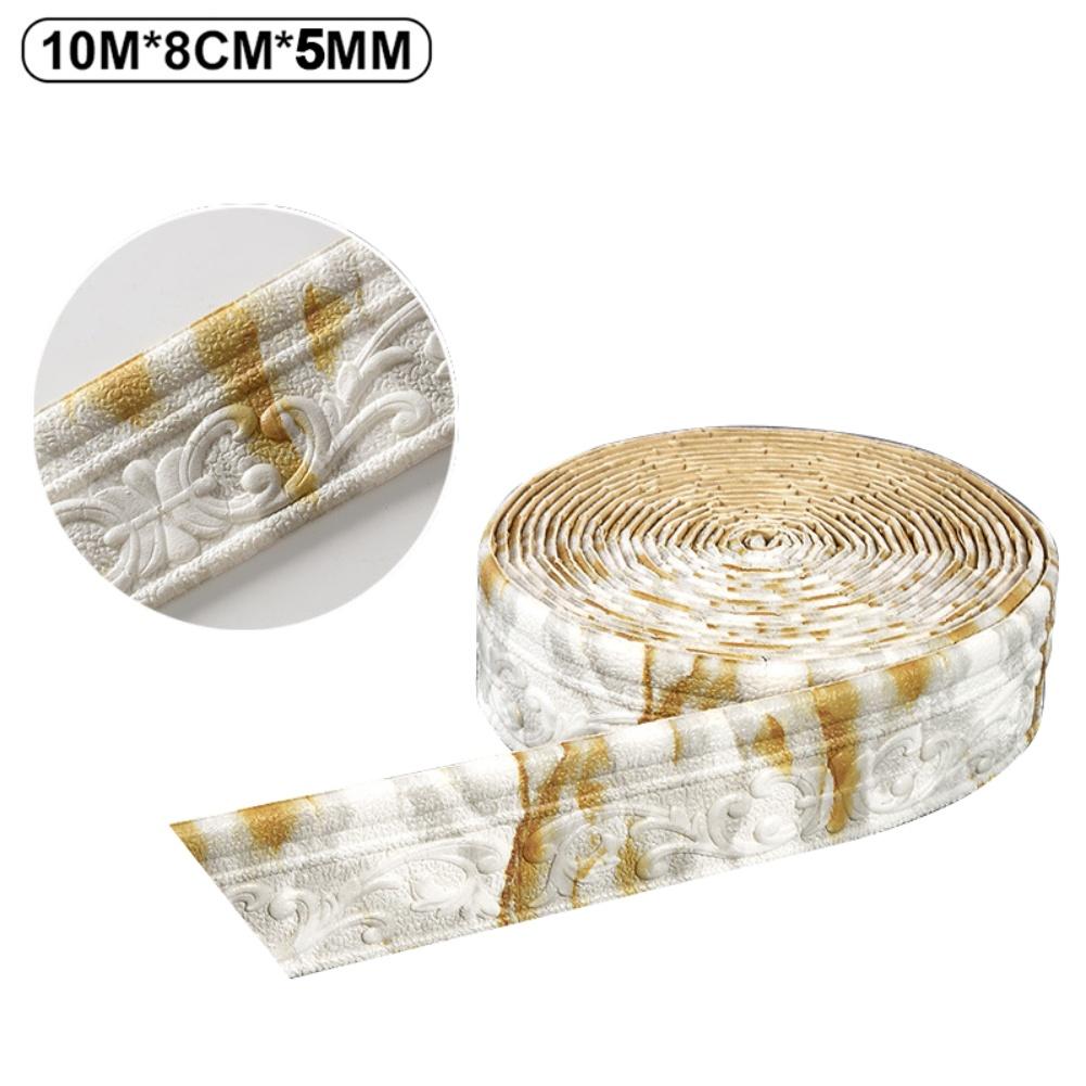 10M 3D Wall Trim Line Skirting Border Self-Adhesive Waterproof Baseboard Wall Sticker For Living Room Home Decoration