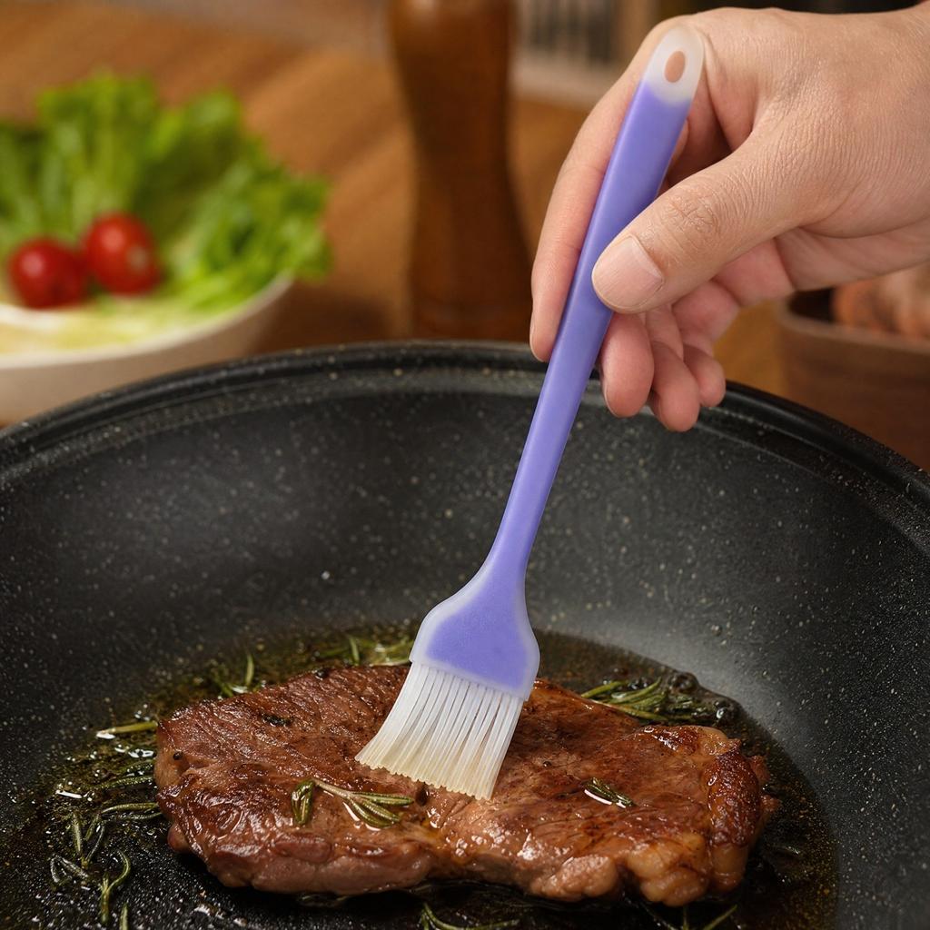 Silicone Basting Brush Food-Grade One-Piece Translucent Colorful Design Small Size for BBQ Grilling Baking and Kitchen Use
