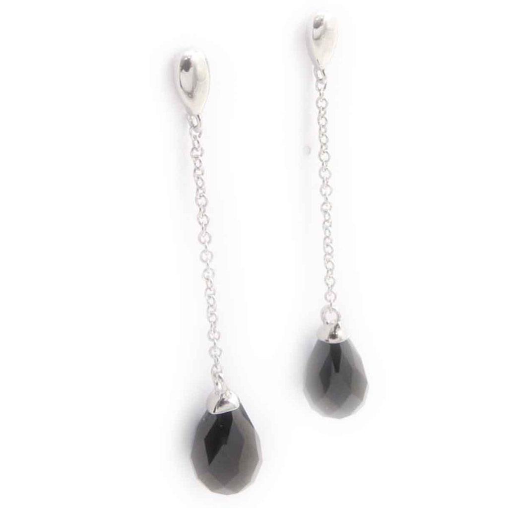 Les Trésors De Lily [J8648] - Silberohrringe 'Linda' Silber schwarz (rhodiniert) - 45x7 mm