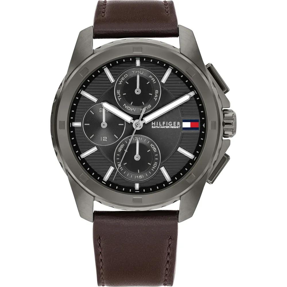 Tommy Hilfiger Historical Collection Grey Dial Dark Brown Leather Strap Men s Quartz Watch 1710623 серый