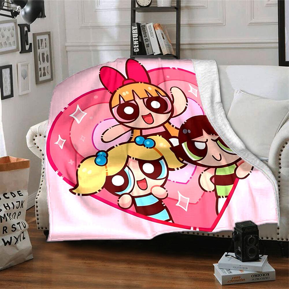 1pc Powerpuff Girls Flannel Throw Blanket Lightweight Soft Warm All Season Blanket for Sofa, Bed, Travel,L1028149