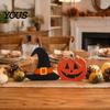 Autumn Home Accents Halloween Table Sign, Wooden Pumpkin Ghost Bat Block Rustic Tiered Tray Decor Ornament for Tabletop Office Indoor Retro