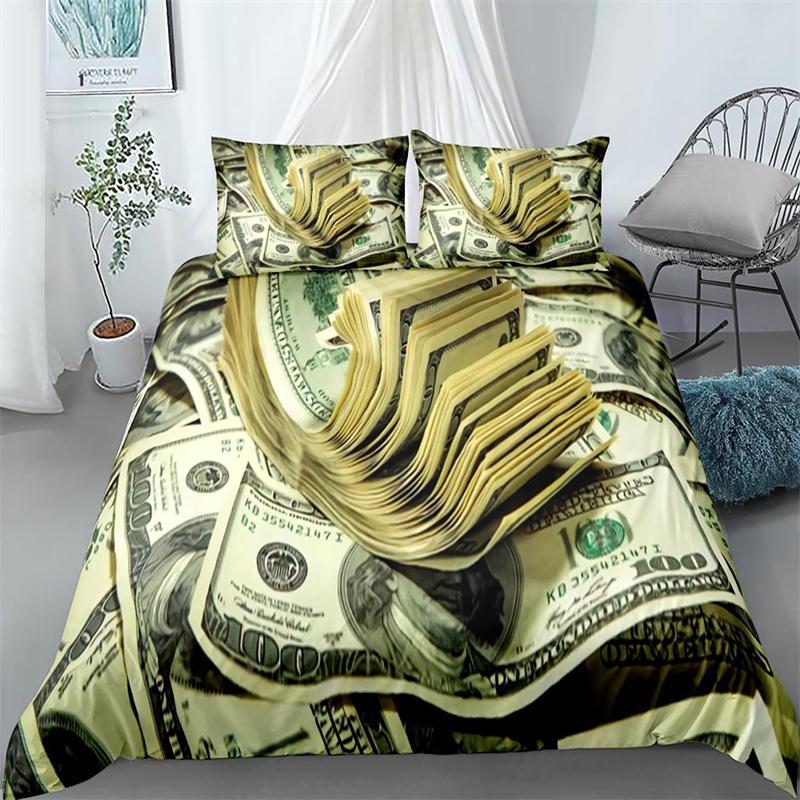 Money Duvet Cover Set,Dollar Bills Of United States Federal Reserve The Ben Franklin Portrait,Bedding Set 2/3pcs,California King