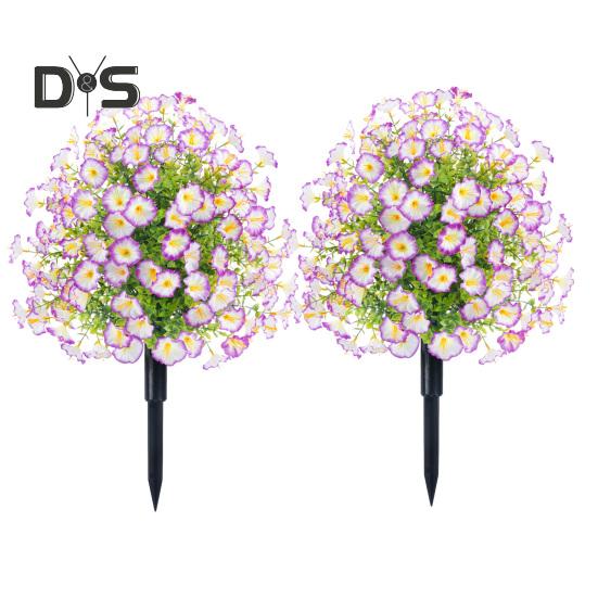 Faux Morning Glory Flowers Artificial Morning Glory Bush with Ground Spike Realistic Fake Greenery Shrubs for Outdoor Indoor Farmhouse Porch Patio