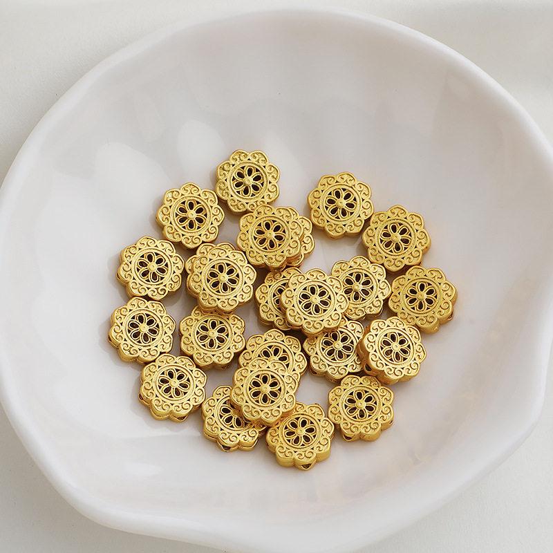 Gold-Plated Rose Clover Bow Spacer Bead for DIY Jewelry