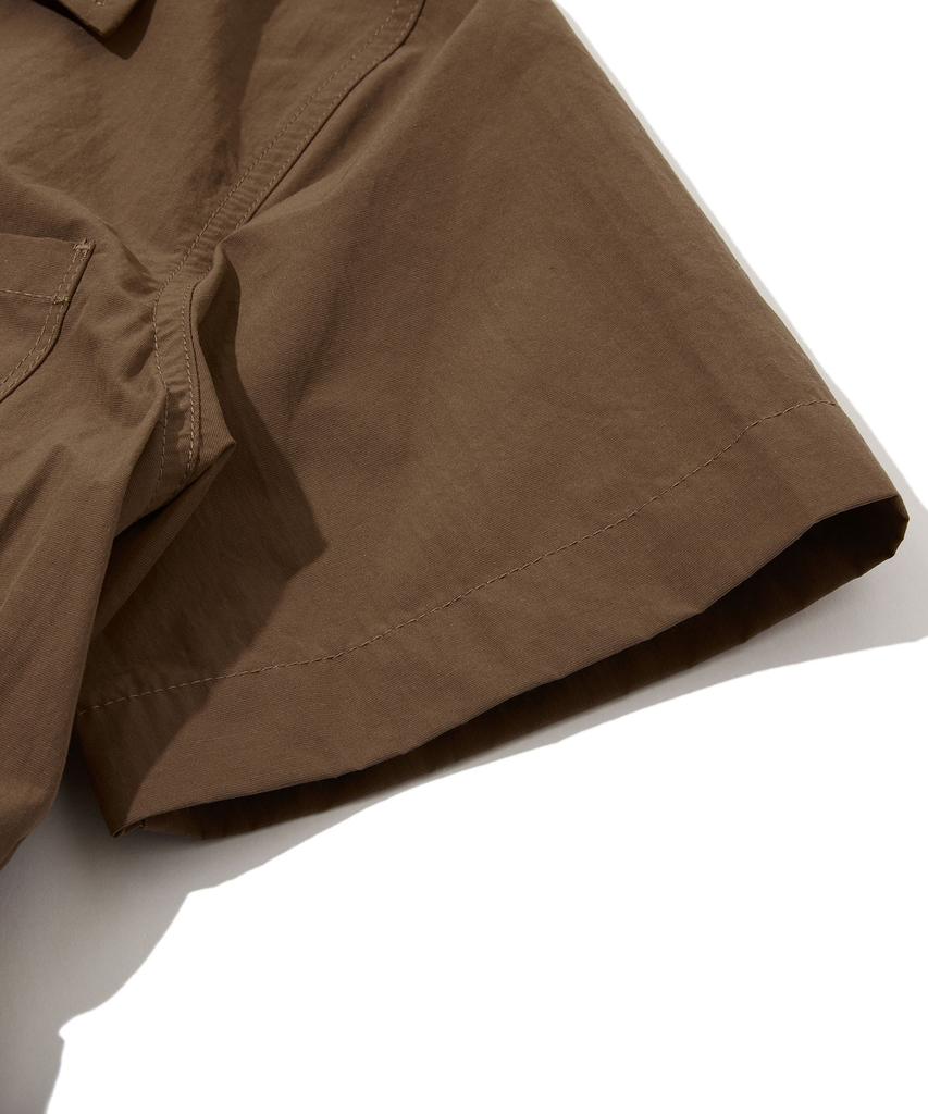 Penfield Open Collar Waist Adjustment Shirred Dress Brown_Fs2Ws01F
