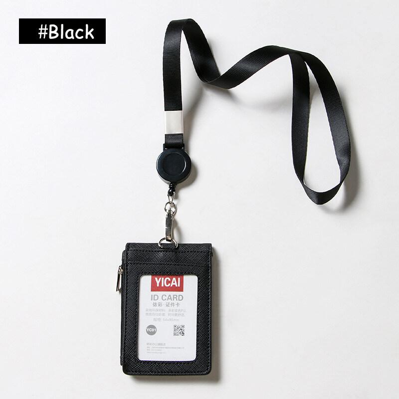 

Держатель удостоверения личности с застежкой-молнией. Обложка для рабочих бейджей. Несколько слотов для карт. Банковская кредитная карта. Чехлы для карточек метро. Выдвижная пряжка. Ремешок для карт. чёрный