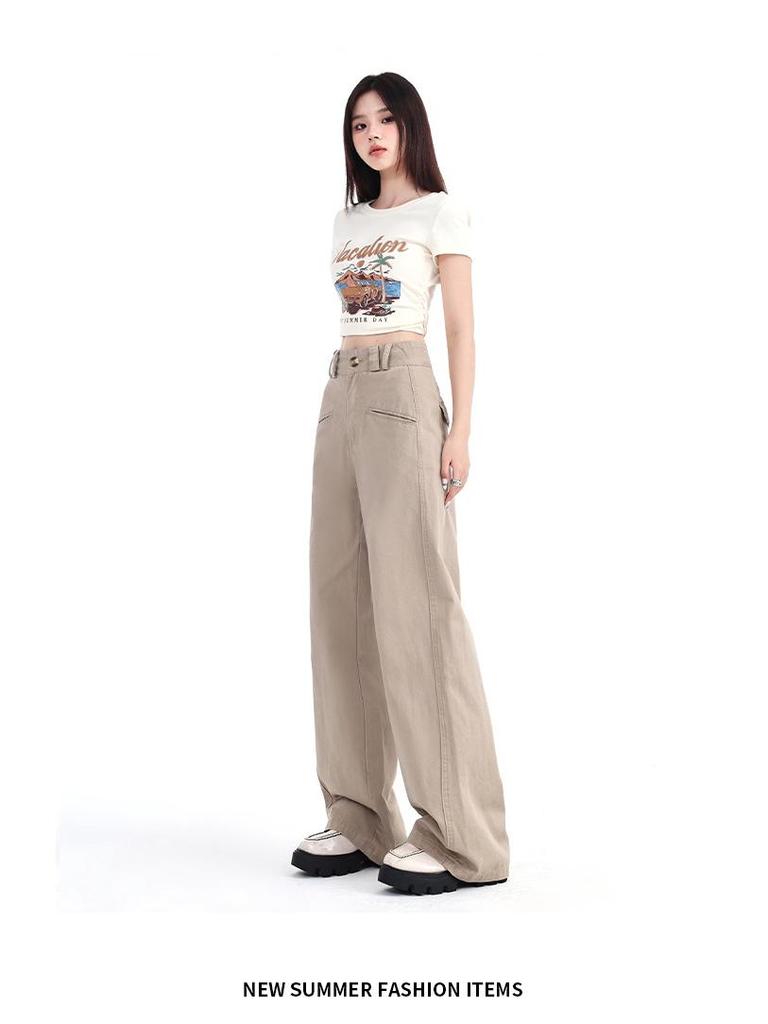 Autumn 2024 Korean High-Waist Wide-Leg Casual Pants for Women