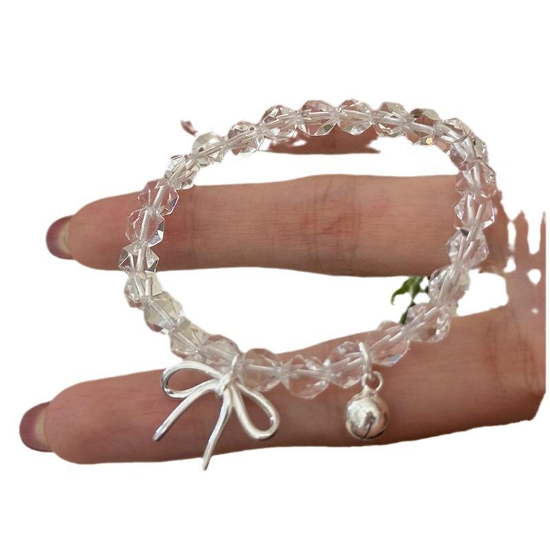 Bow Transparent White Crystal Beaded Bracelet Women'S High Sense Elegant Fashion Temperament Trend Versatile Bracelet Jewelry