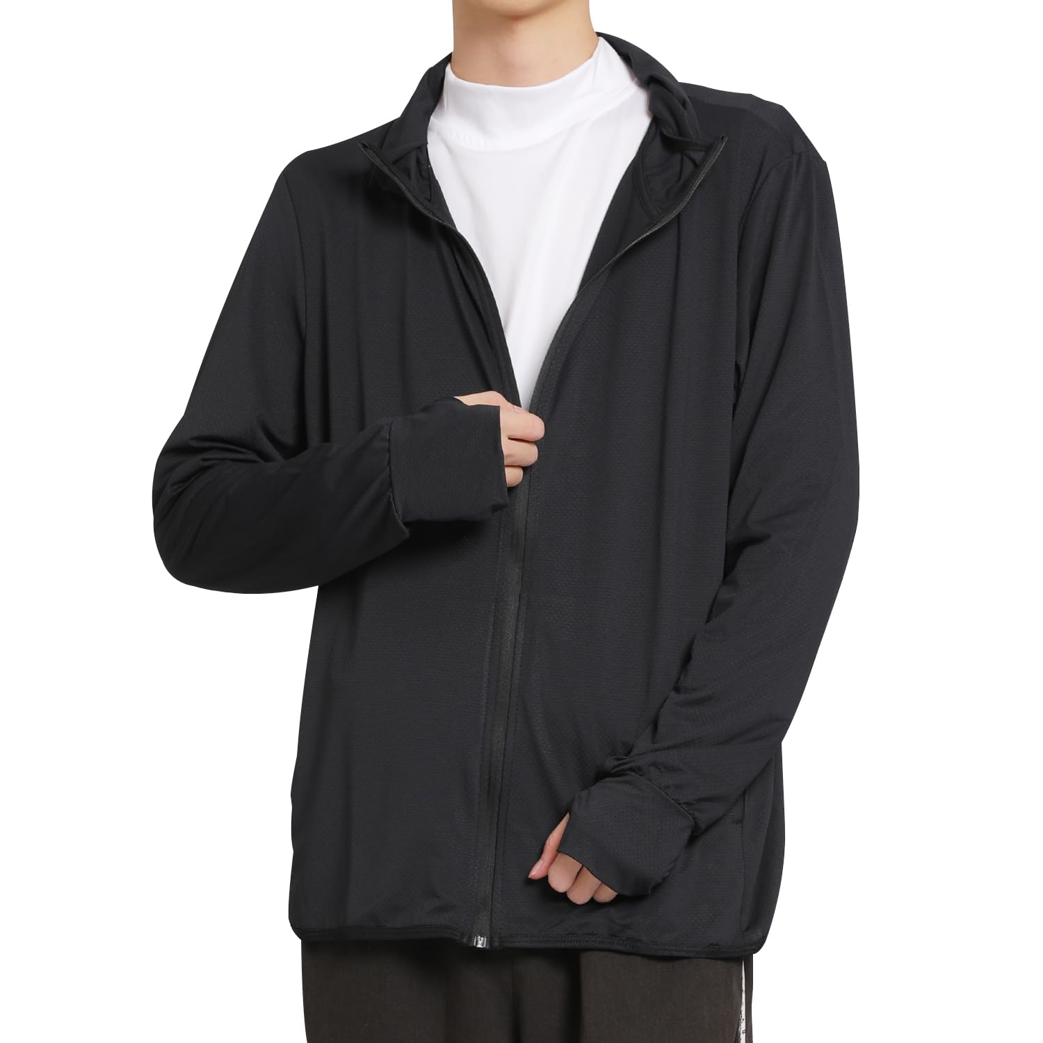 

Худи с защитой от УФ-лучей, рашгард, солнцезащитный тонкий худи, худи с длинным рукавом, защита от УФ-лучей, дышащий, легкий, с капюшоном, с отверстиями для пальцев [PAFHL] женский чёрный