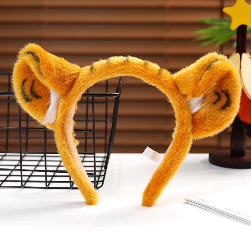 Schattige Gesimuleerde Pluche Tijgerklauw Staart Haarband Podiumoptreden Rekwisieten Leuke Dierentuin Rekwisieten Kindercadeau Knuffelpop orange