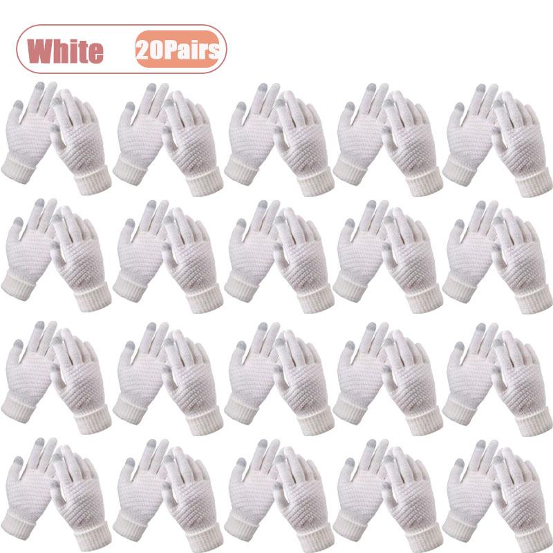 1-20Pairs Touchscreen Winter Gloves with Pineapple Design Fleece Lined Thick Warm Gloves for Students Cycling and Cold Weather