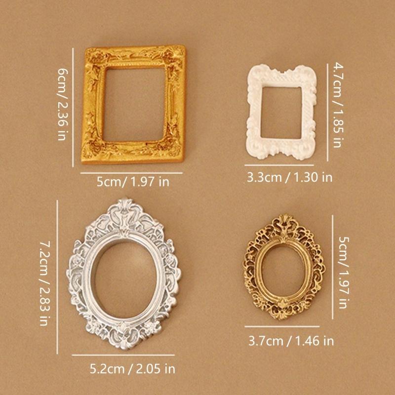 Mini Gold Picture Frame Victorian Small Resin Antique Photo Frame Tiny Baroques Ornate Frame Without Glass or Backing