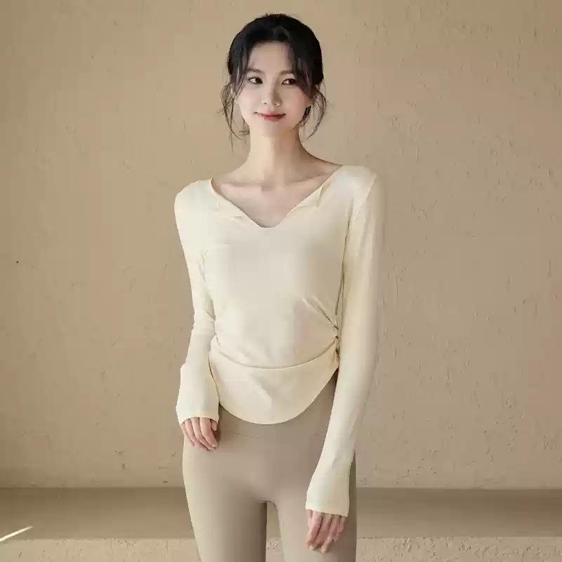 

Женский костюм для йоги с отложным воротником: Приталенный спортивный топ с длинным рукавом для фитнеса Осень/Зима 2024 M