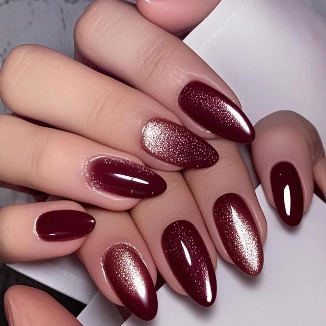 

24 шт. средней длины квадратной формы, накладные ногти, фиолетовые накладные ногти кошачий глаз, блестящие ногти с полным покрытием для женщин