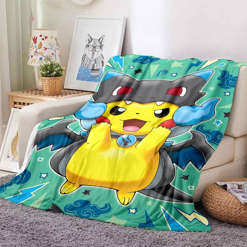 1pc Pikachu Pokémon Soft & Warm Flannel Blanket, Multi-Purpose Throw Blanket for Couch, Sofa, Office, Bed, Camping, Travel