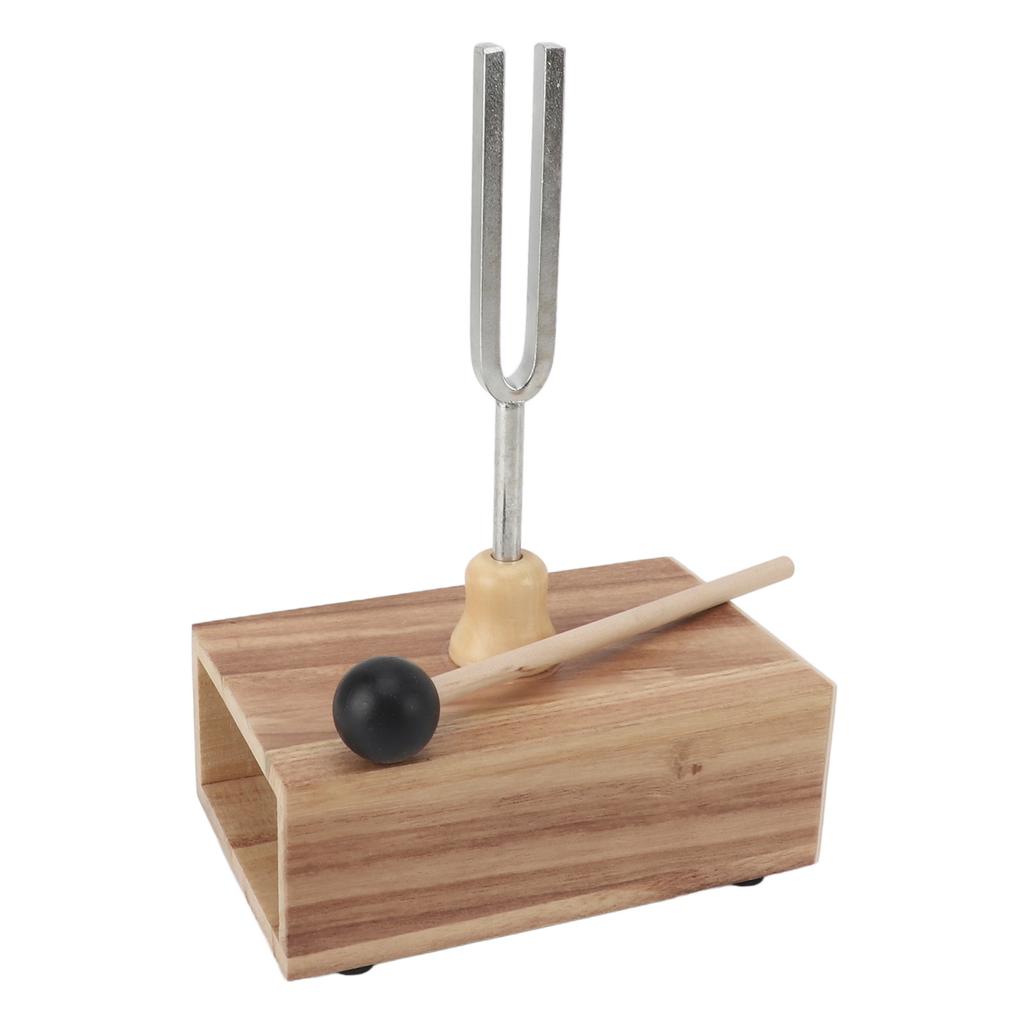 Tuning Fork Set with Wooden Resonator Box Rubber Hammer 512HZ Steel Singing Tone for Healing Yoga Me