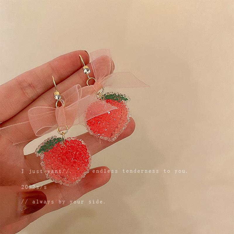 Girl heart sweet fudge love butterfly earrings Korean small fresh stud earrings Internet celebrity personality temperament earrings