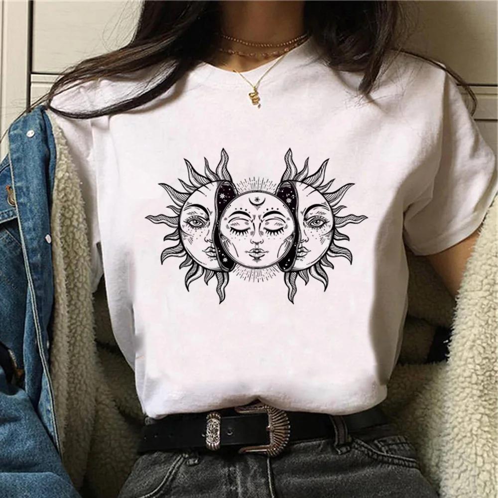 Witch Triple Moon Gothic Sun top women harajuku t-shirts girl graphic harajuku 2000s clothing women's gothic style sleeve shirt