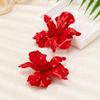 Red Exaggerated Large Flower Metal Spray Painted Earrings
