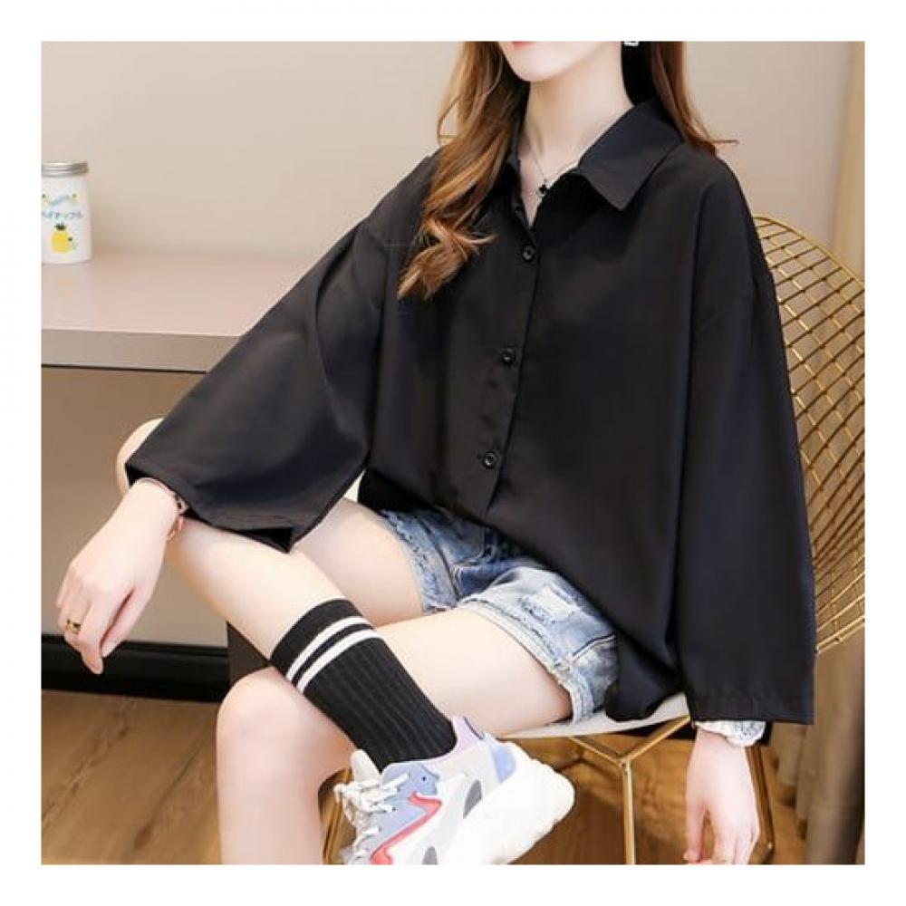 Navava Women Simple Basic Loose Fit Shirt Nb1089