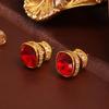 Orecchini a Bottone in Zircone Rosso Raffinati: Rame placcato oro di alta gamma in stile dolce e cool