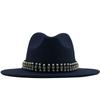 European, American and British Style Retro Fringed Pearl Chain Woolen Felt Hat Wide-brimmed Top Hat Korean Jazz Hat Lady Hat Tide