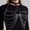 Women Fashion Chain Bra Harness, Gothic Pu Leather Chest Harness Belt, Chest Harness Belt Chain Rave.