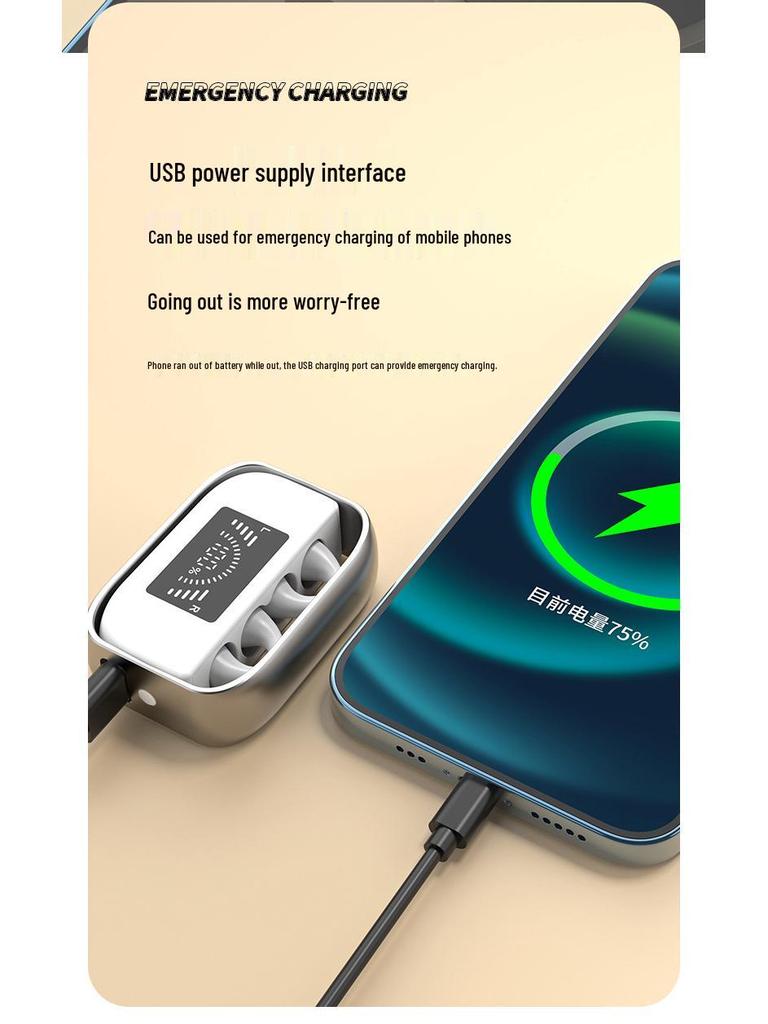 New Mini Wireless Clip-on Bluetooth Earbuds with Charging Case and Battery Display
