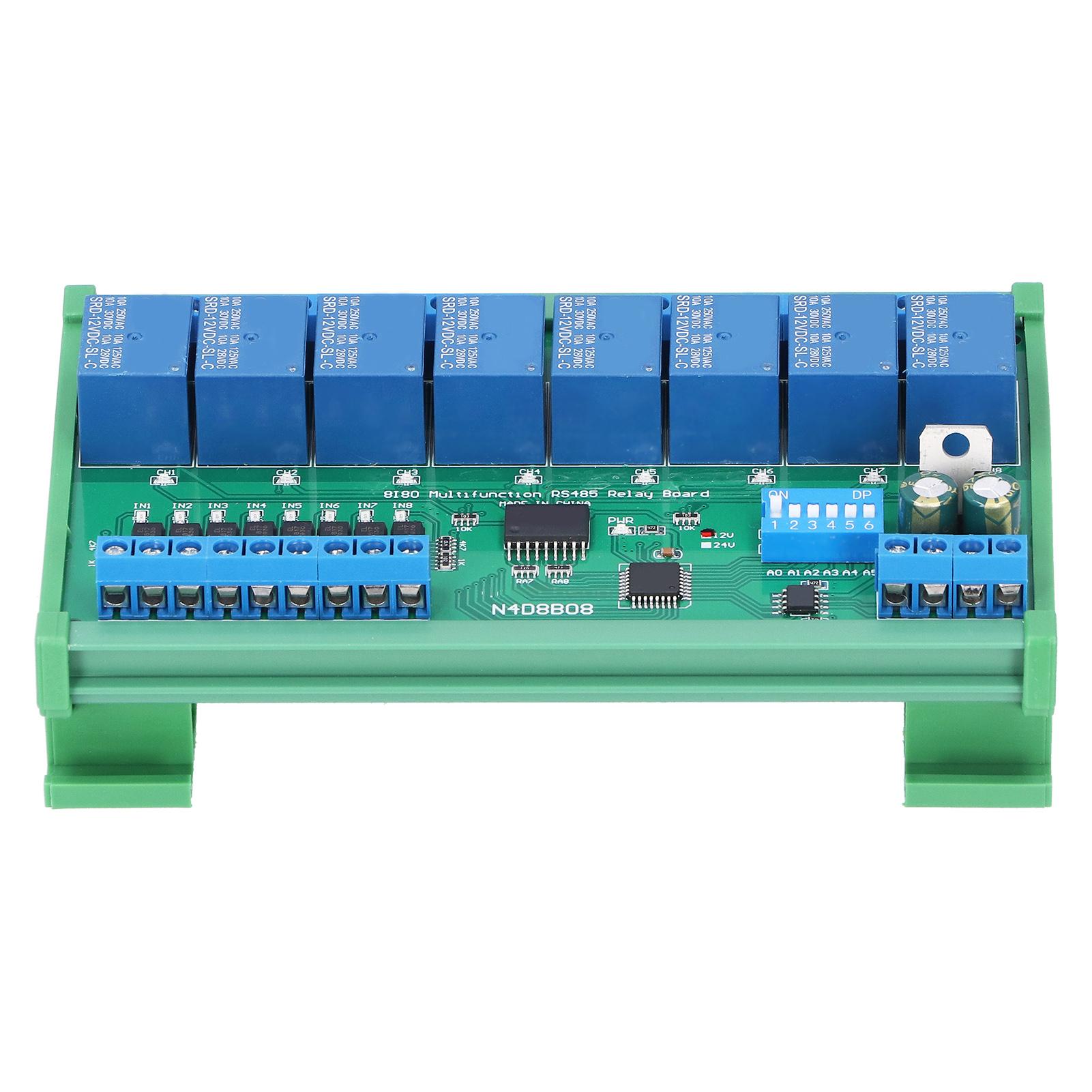 

Rail Box Relay 8 Input 8 Output Module DIN35 PLC Expansion Board with Shell RS485 12V
