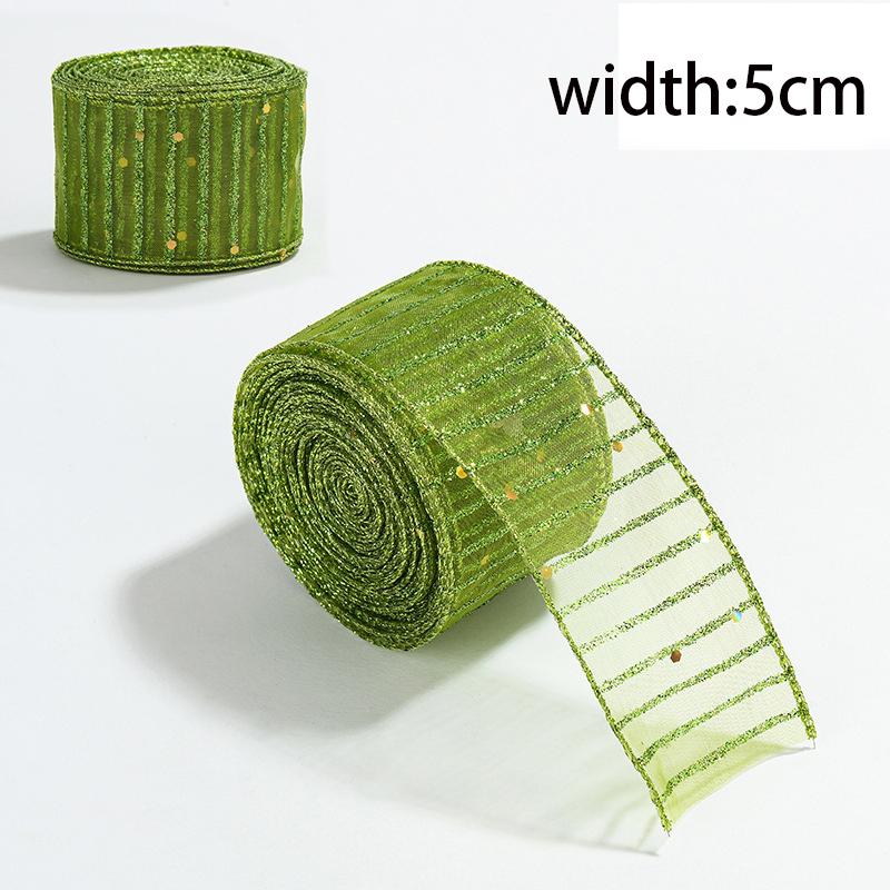 2m Green Organza Christmas Ribbon, for DIY Christmas Gifts Crafts Handmade Bow Xmas Tree Decor, DIY Wedding/Christmas Decoration